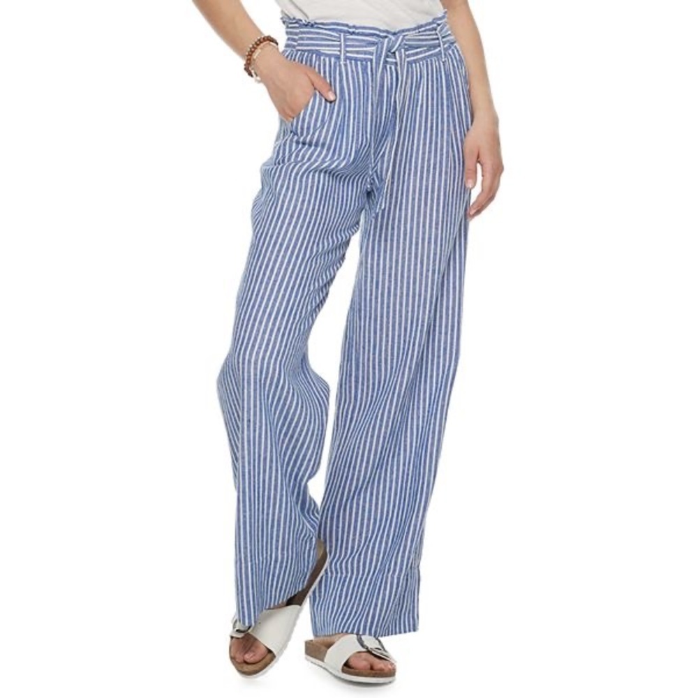 Rewind Juniors' Rewind Paper Bag Waist Palazzo Pants sz1X. Linen/Rayon. EUC